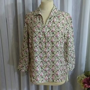 N e x x size M 100% silk floral blouse